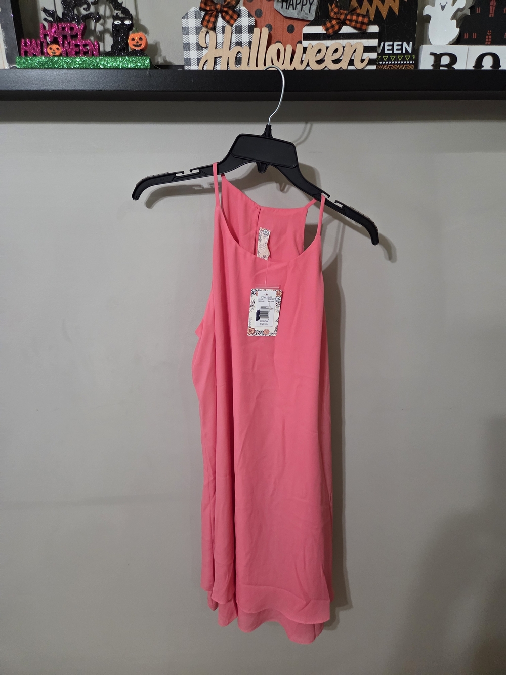 Pink Rose Coral-Pink Spaghetti Strap Dress